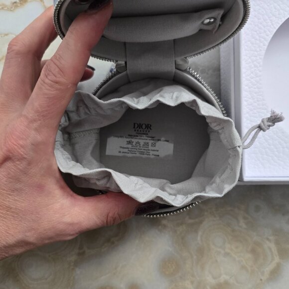 NEW Christian Dior Jewelry Travel Case Round Toile de Jouy Mini Zip Pouch Perfum - Picture 5 of 6